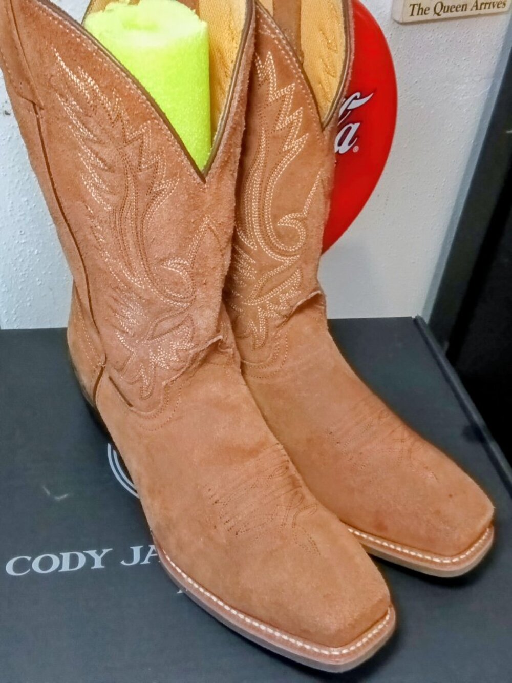 Tan Laredo Roughout Cowboy Boots, Square Toe, Size 13D